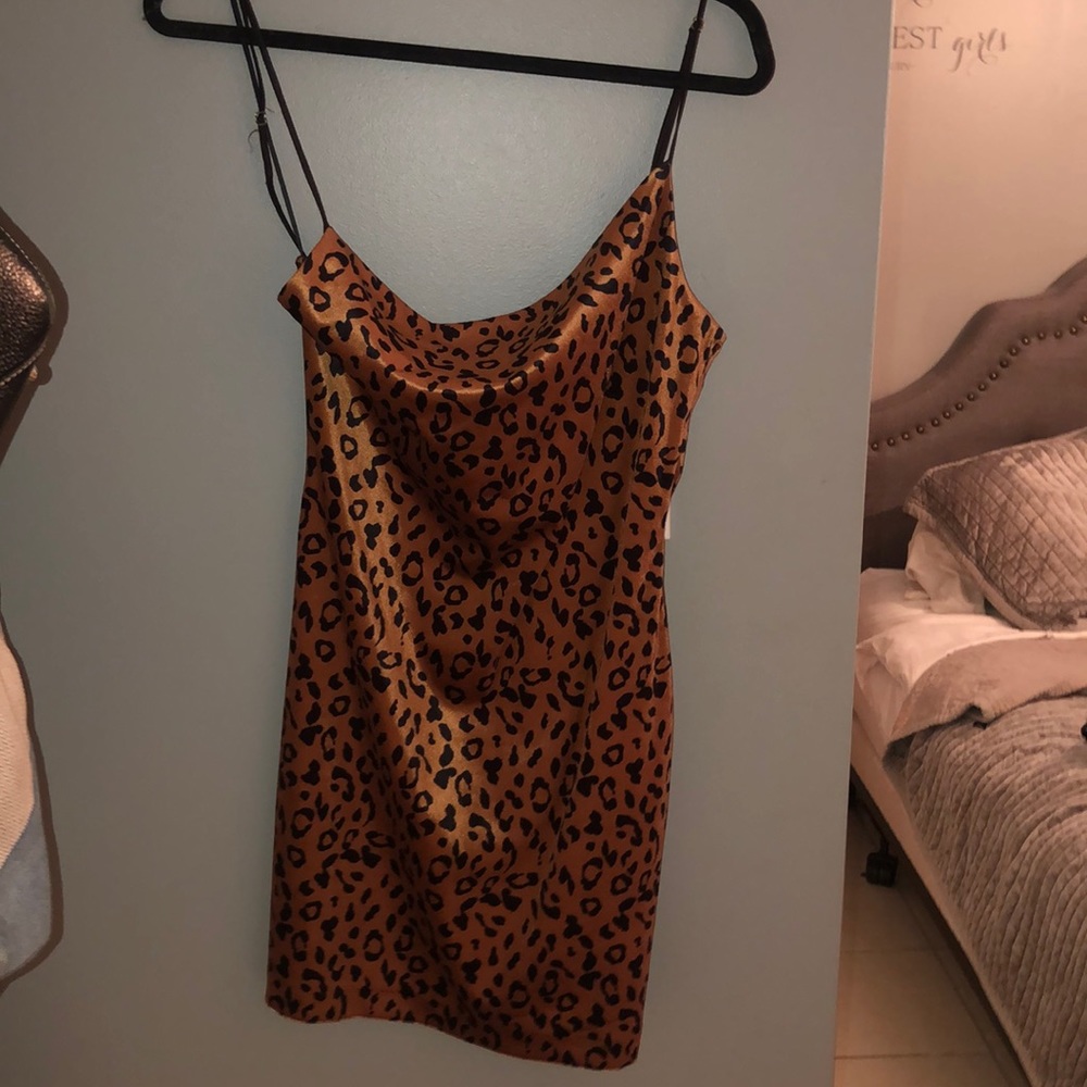 REVOLVE Animal Print Satin Mini Dress
